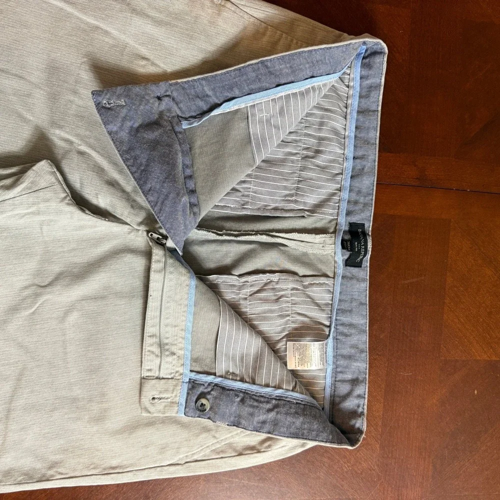 Banana Republic Slim Fit Chinos Mens 36x34 Light Tan Cotton Stretch Trousers